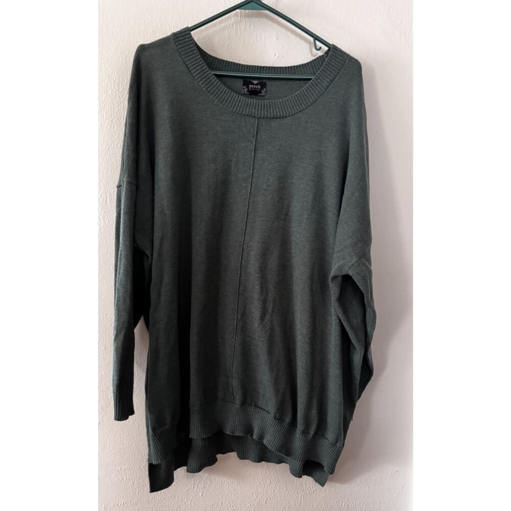 Cozy Plus Size Boyfriend Sweater, Relaxed Oversized Cozy Knit Mosscore Forest - Picture 4 of 14